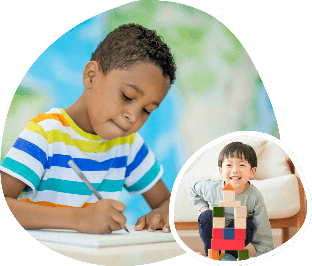 child writing happy